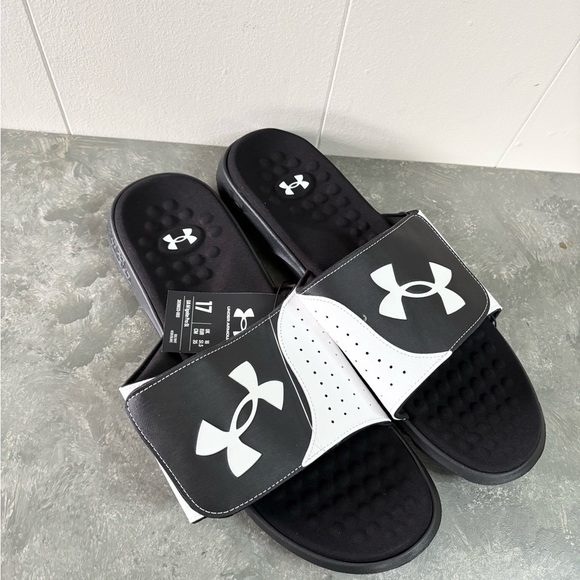 Under Armour Men's Ignite Pro Slide Sandals men’s size 17 black white new - Picture 2 of 6